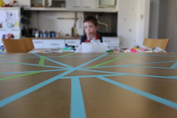 DIY tape painting as a wall decoration DIY tape painting as a wall decoration
