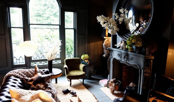 Black shade living and dining rooms