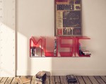 Modern shelves with letters