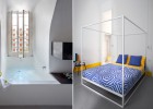 Blue and yellow decoration of a small hotel
