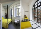 Blue and yellow decoration of a small hotel