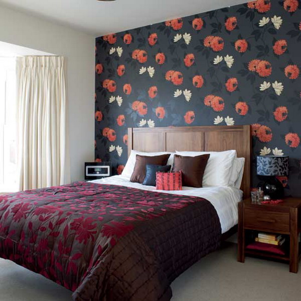 Gorgeous Wallpaper Feature Wall Bedroom Ideas Curtain