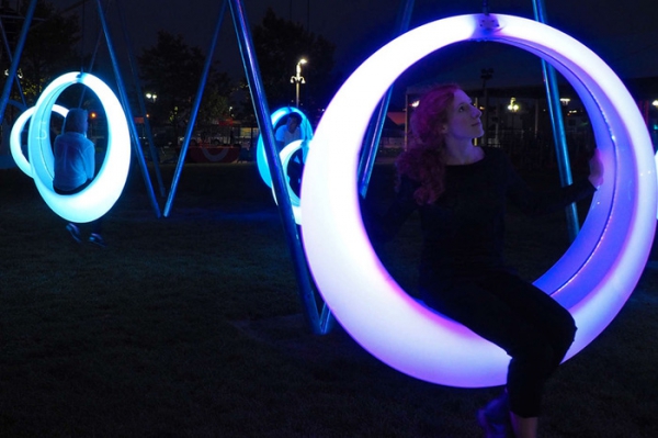 Glowing Swings Stimulate Boston Park Adorable Home