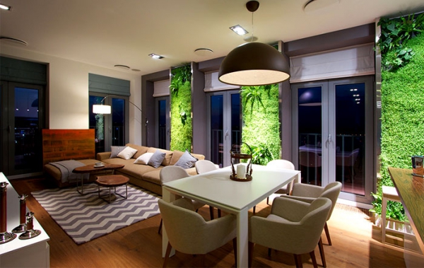 Green Walls And Grand Designs In Apartment Decor (3)