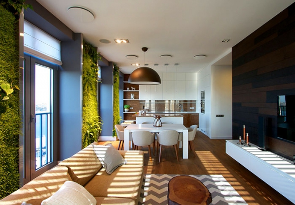 Green Walls And Grand Designs In Apartment Decor (4)