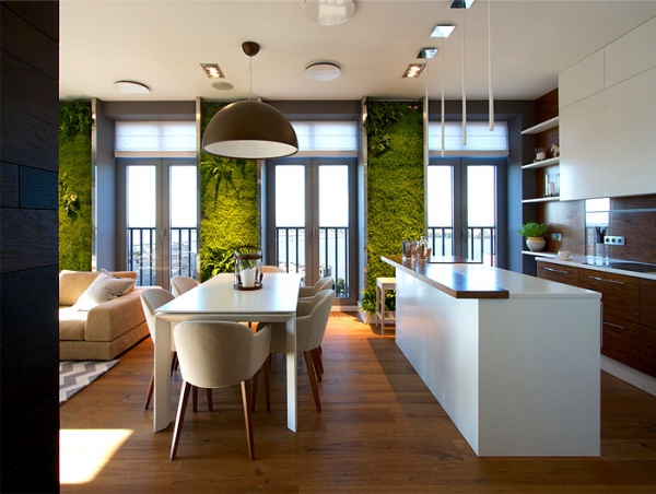 Green Walls And Grand Designs In Apartment Decor (7)