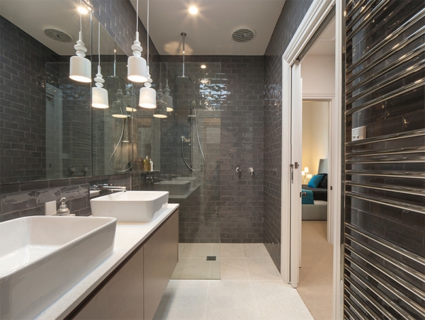 grey tiled bathroom