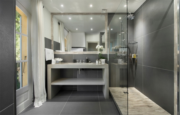 grey tiled bathroom