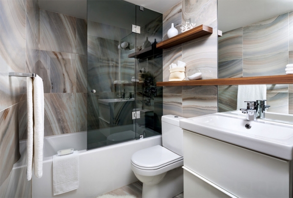 grey tiled bathroom