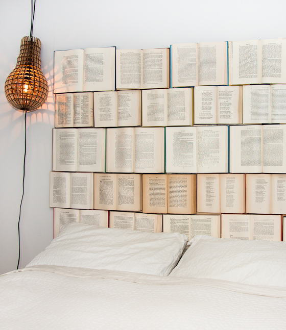 Bed headboard with books