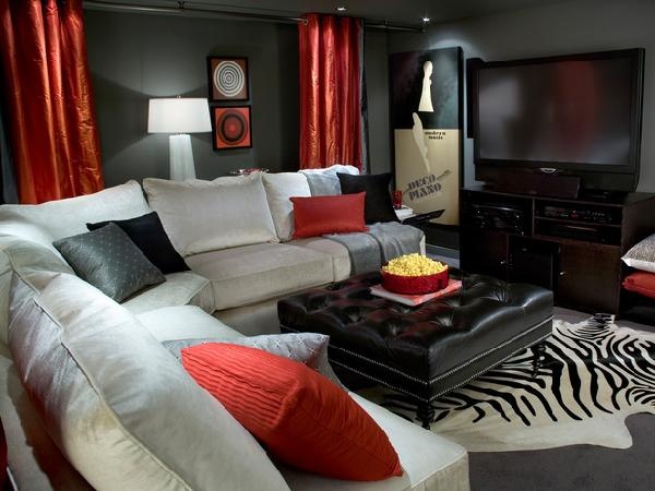 Red and black sitting deals room decor