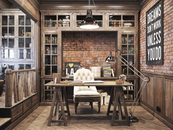 Vintage Office Design In Private Residence Adorable Home   Vintage Office Design 2 