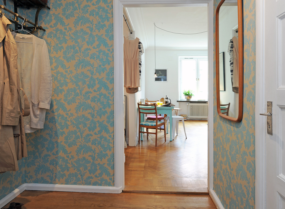 Entrance Hall With Blue Wallpaper