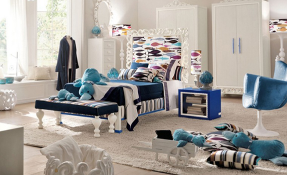 White And Blue Kid'S Room Design