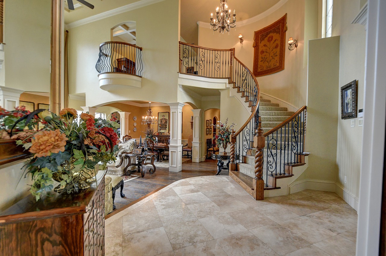 Winding Staircase In A Traditional Home