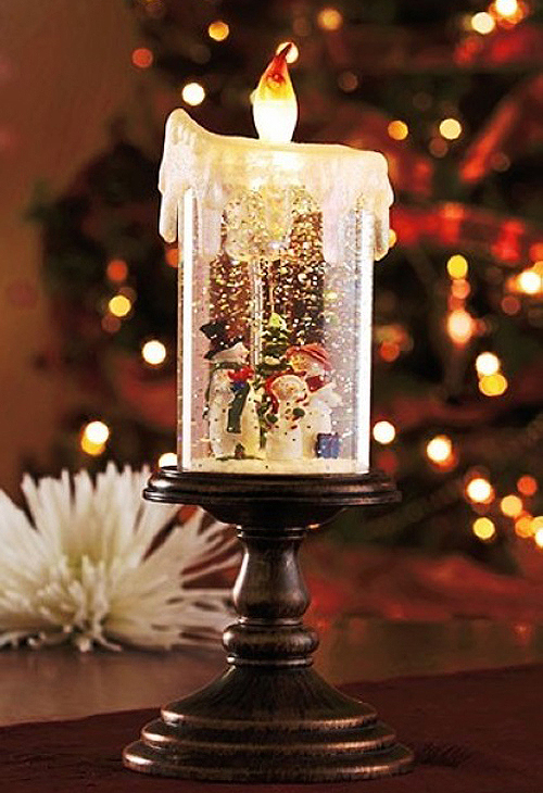 Candle Shaped Snow Globe In Action