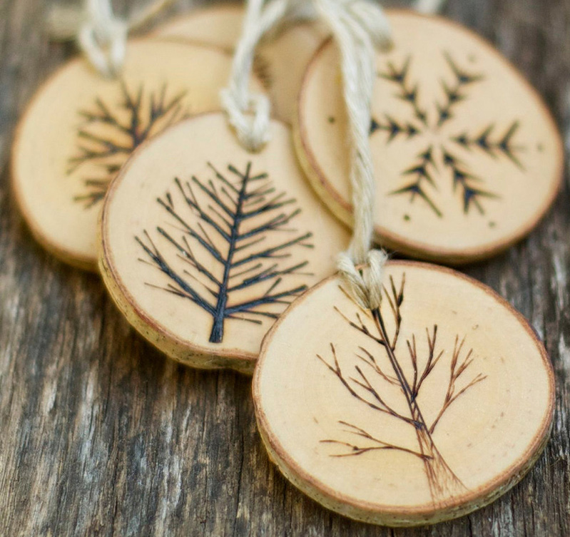 Made from birch tree these hand crafted Christmas ornaments will add a