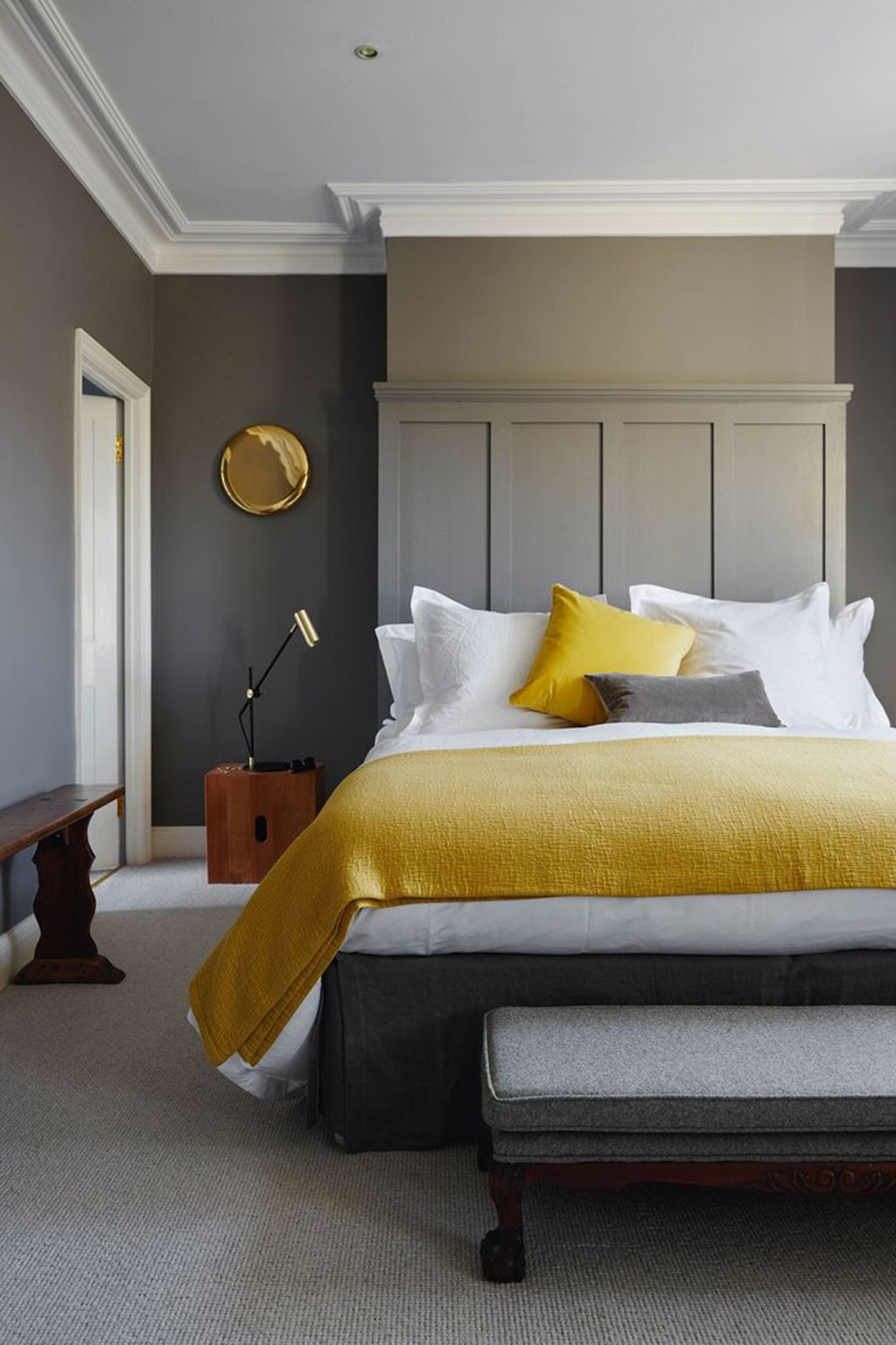 Gray And Yellow Bedroom