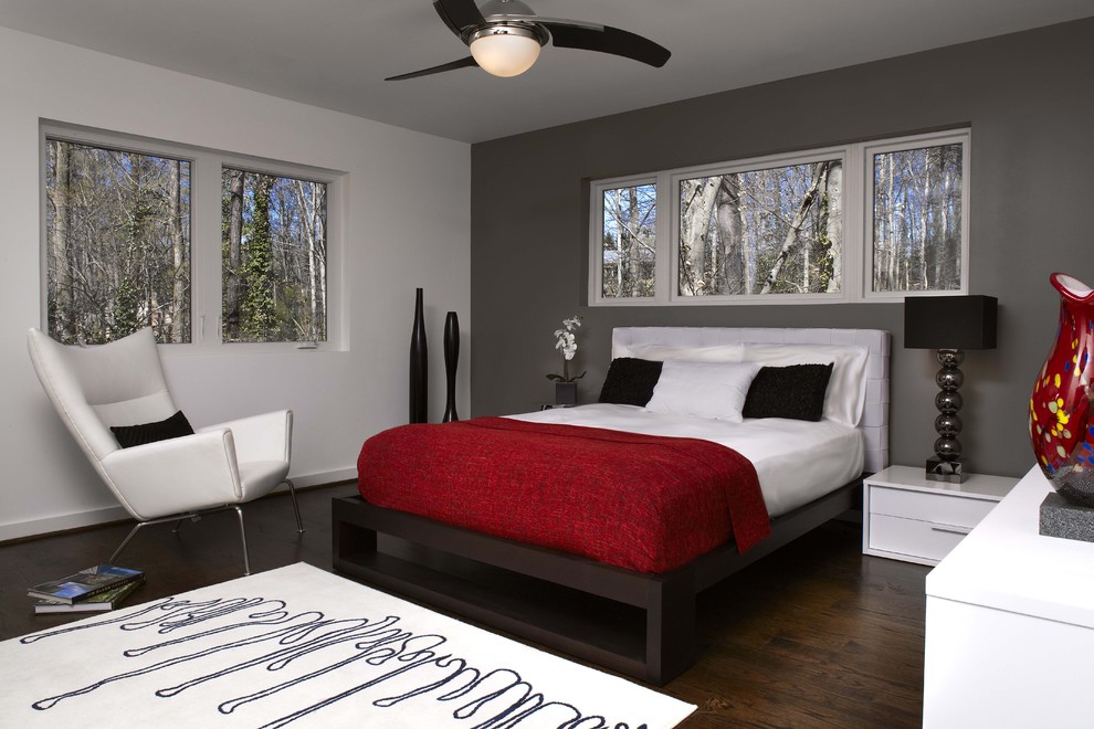 Gray And Red Bedroom