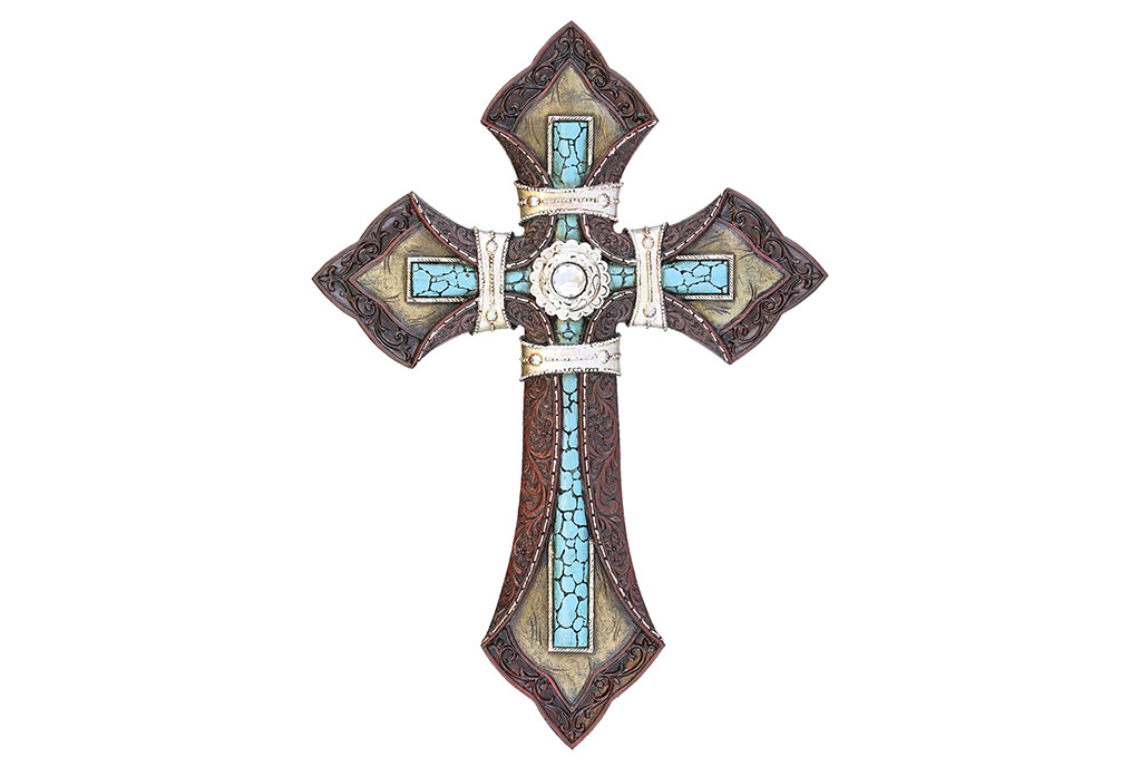 Tooled Leather Cross With