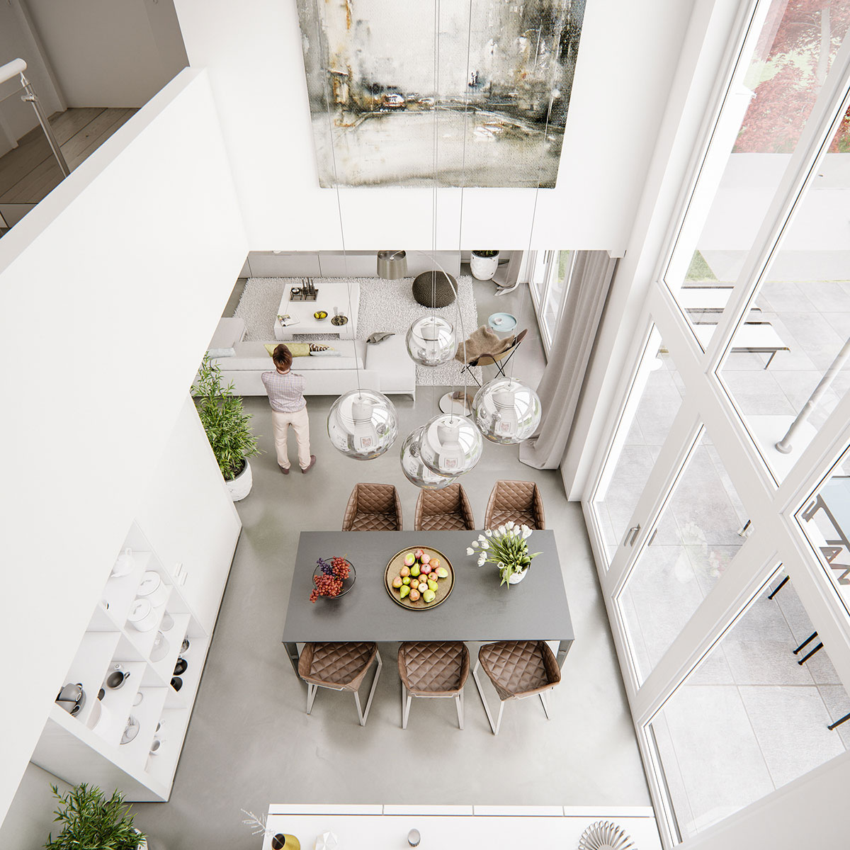 Contemporary Dining Room View From Above
