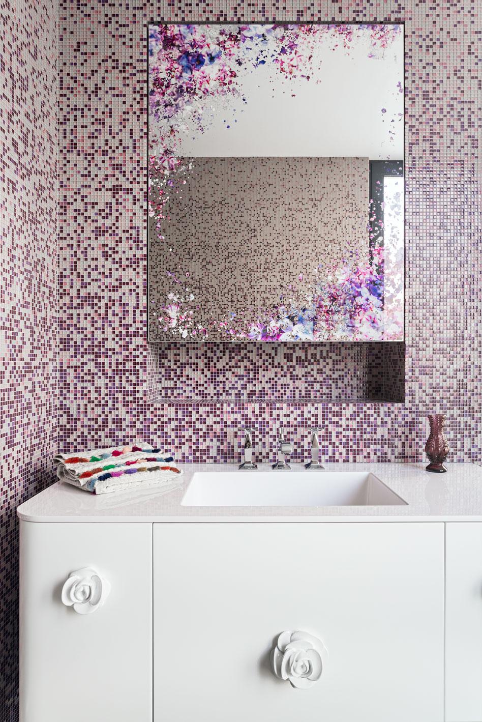 Purple Mosaic In Bathroom