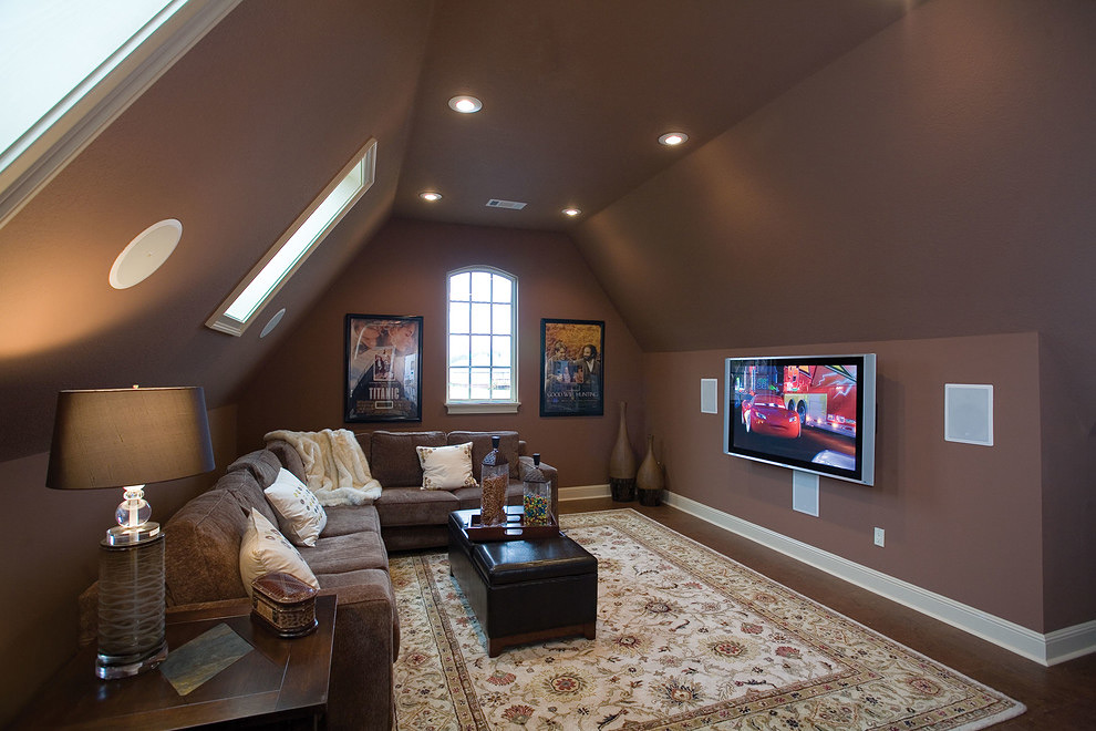 Attic Living Room In Brown Color