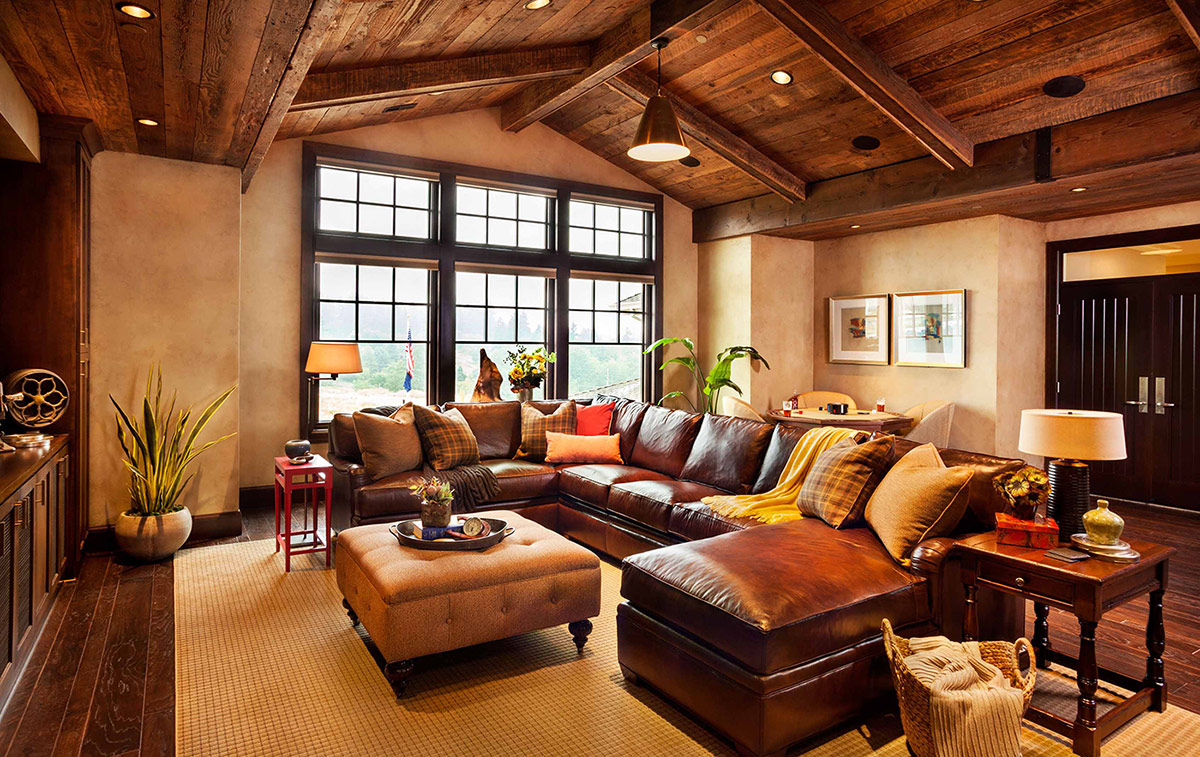 Attic Living Room With All Wooden Ceiling