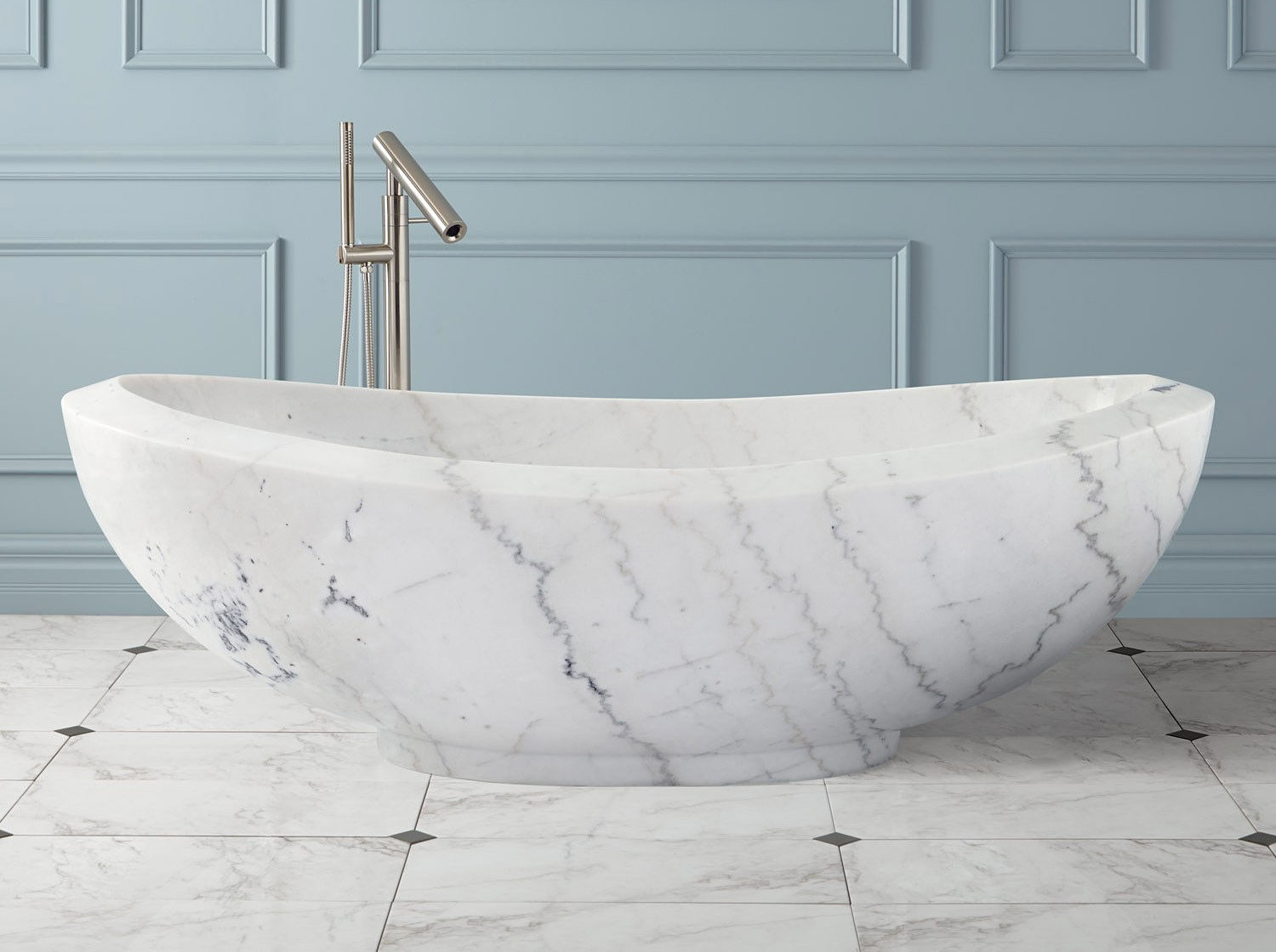 Lucius Moonlight White Marble Bathtub