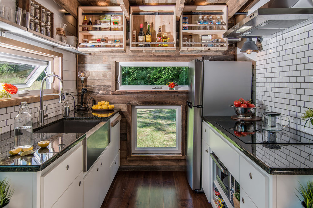 Fully Equiped Kitchen In A Trailer Home