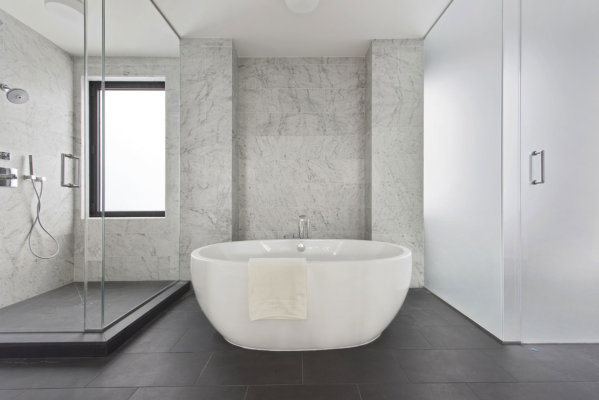 Marble Bathroom With A Tub