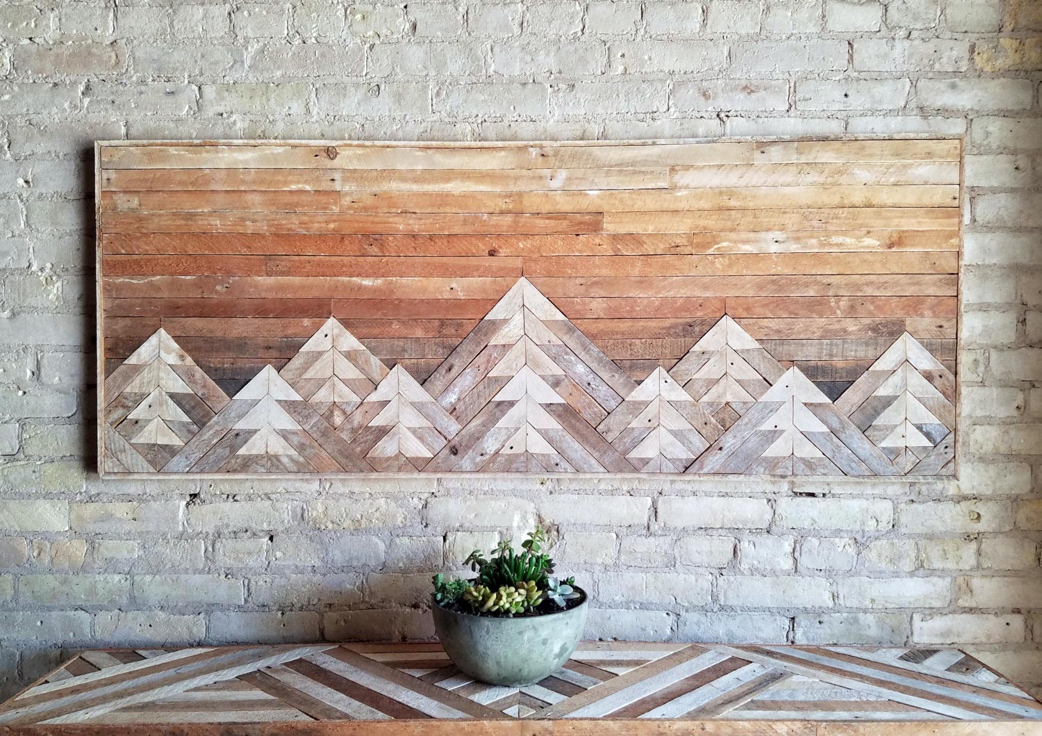 Reclaimed Wood  Wall  Art  with Mountains