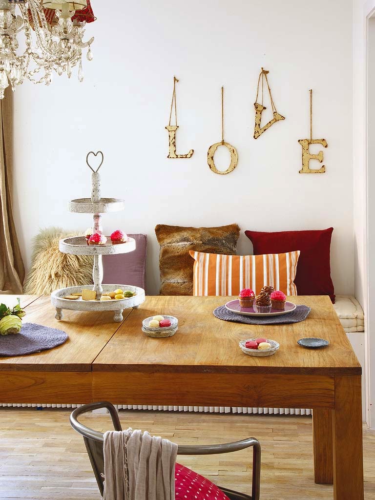 Dining Table And Love Sign Wall Decoration