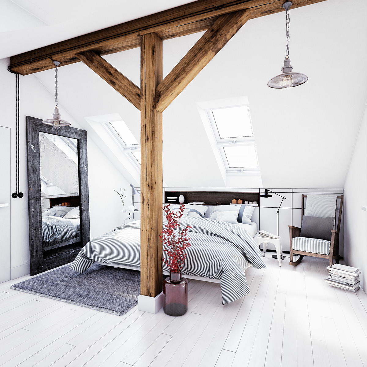 White Loft Bedroom