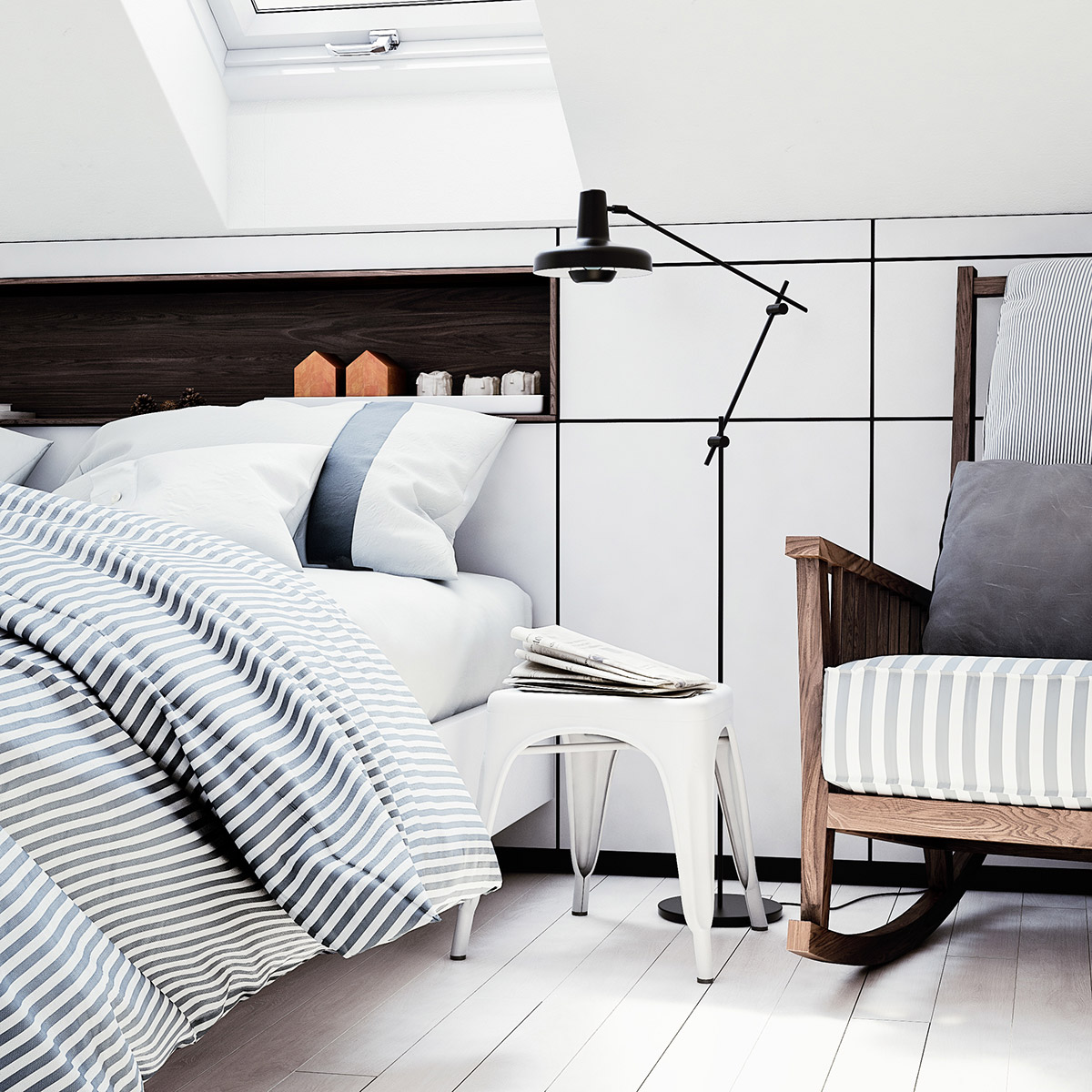 Modern Bedroom With A Skylight