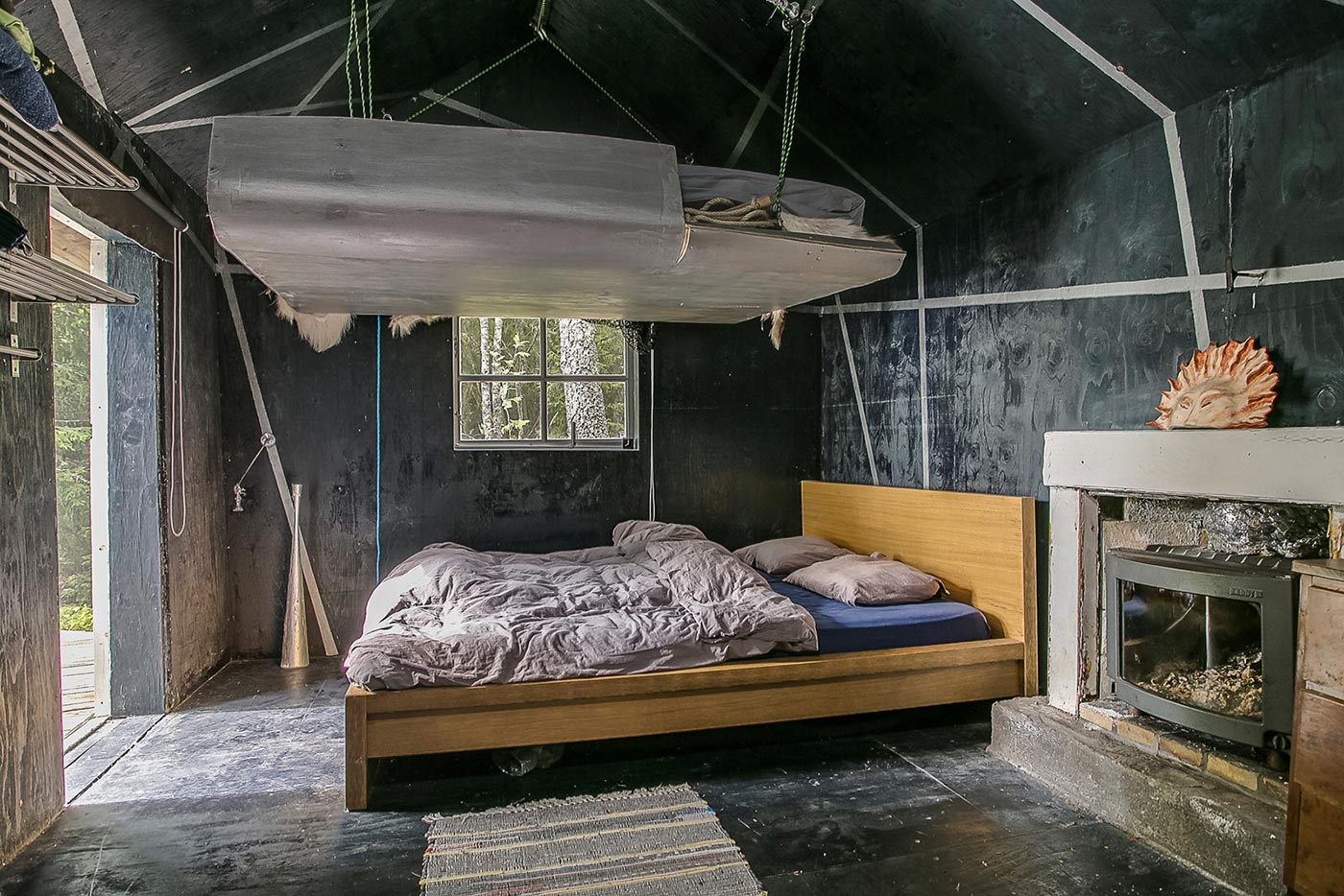 Dark Bedroom With A Loft Bed