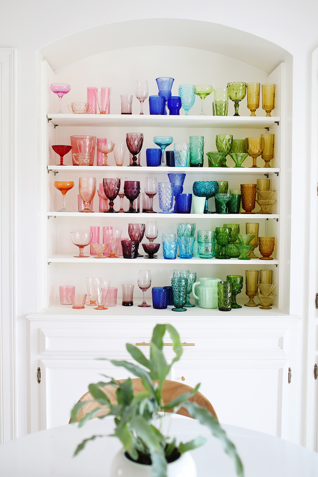 Colorful Glassware Collection Display