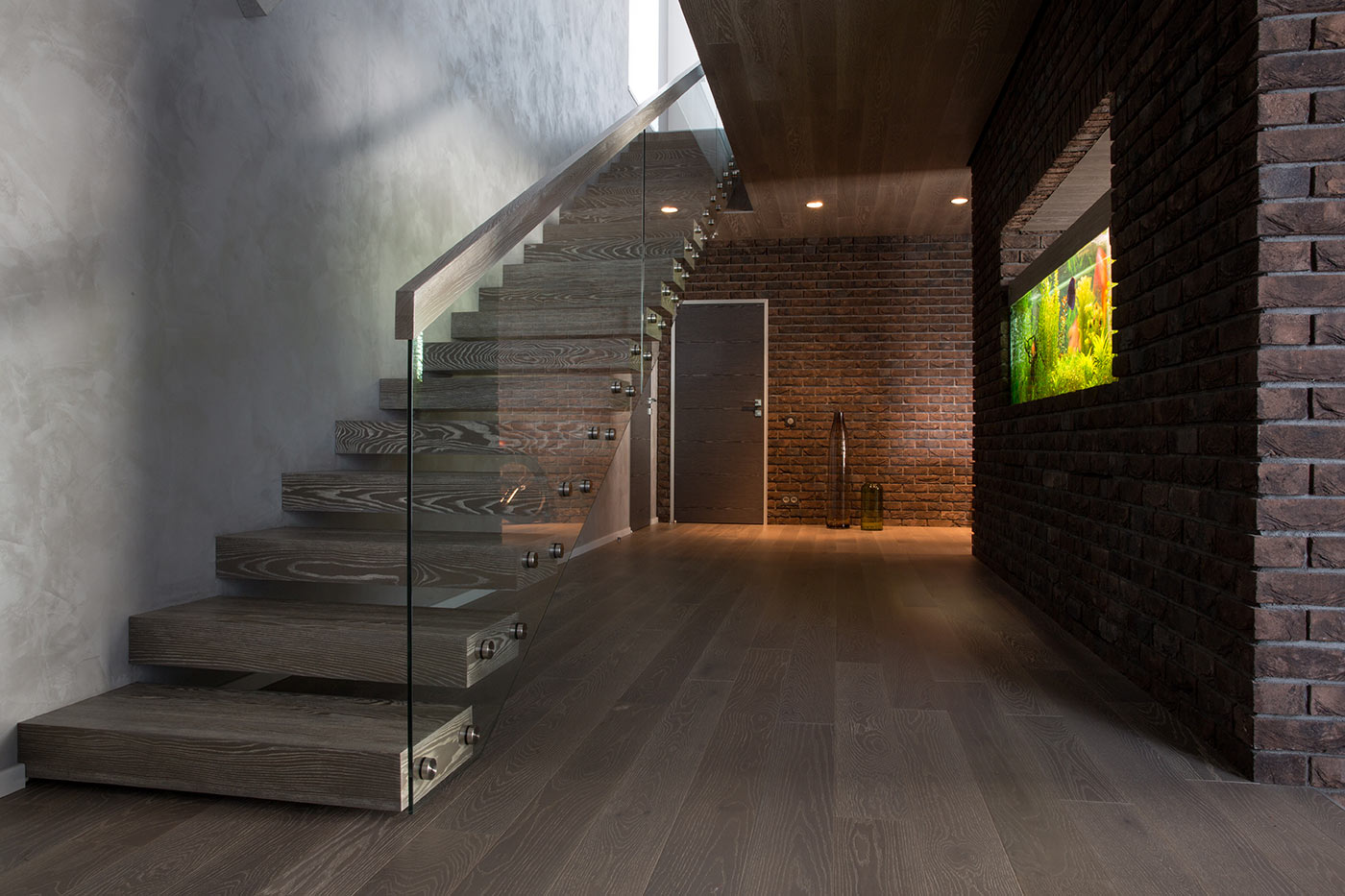 Modern Staircase With Glass Railing