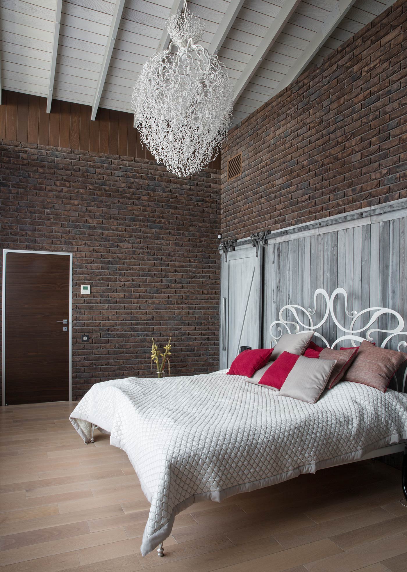 Bedroom With Brick Walls