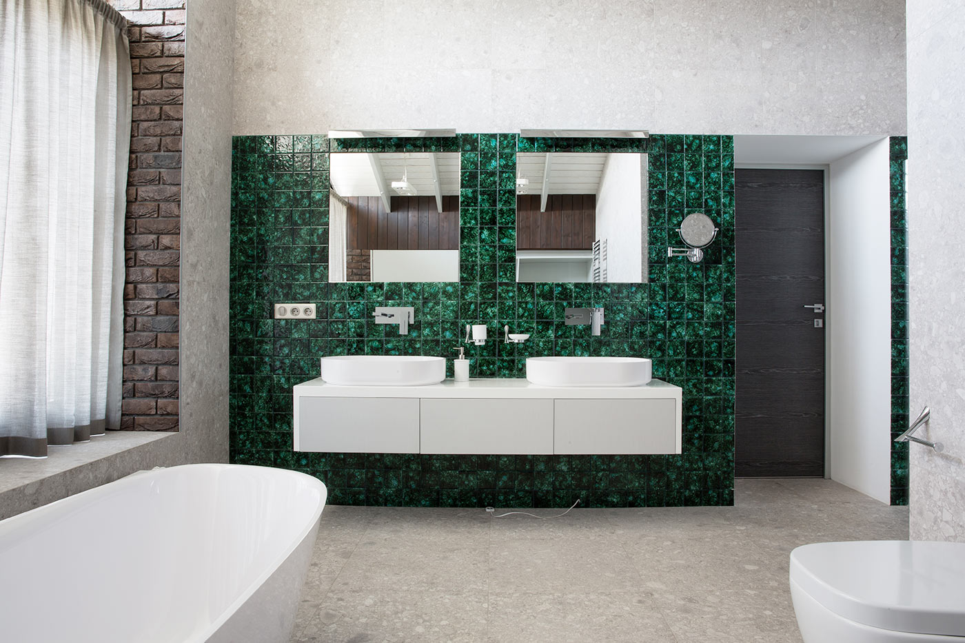 White And Green Bathroom