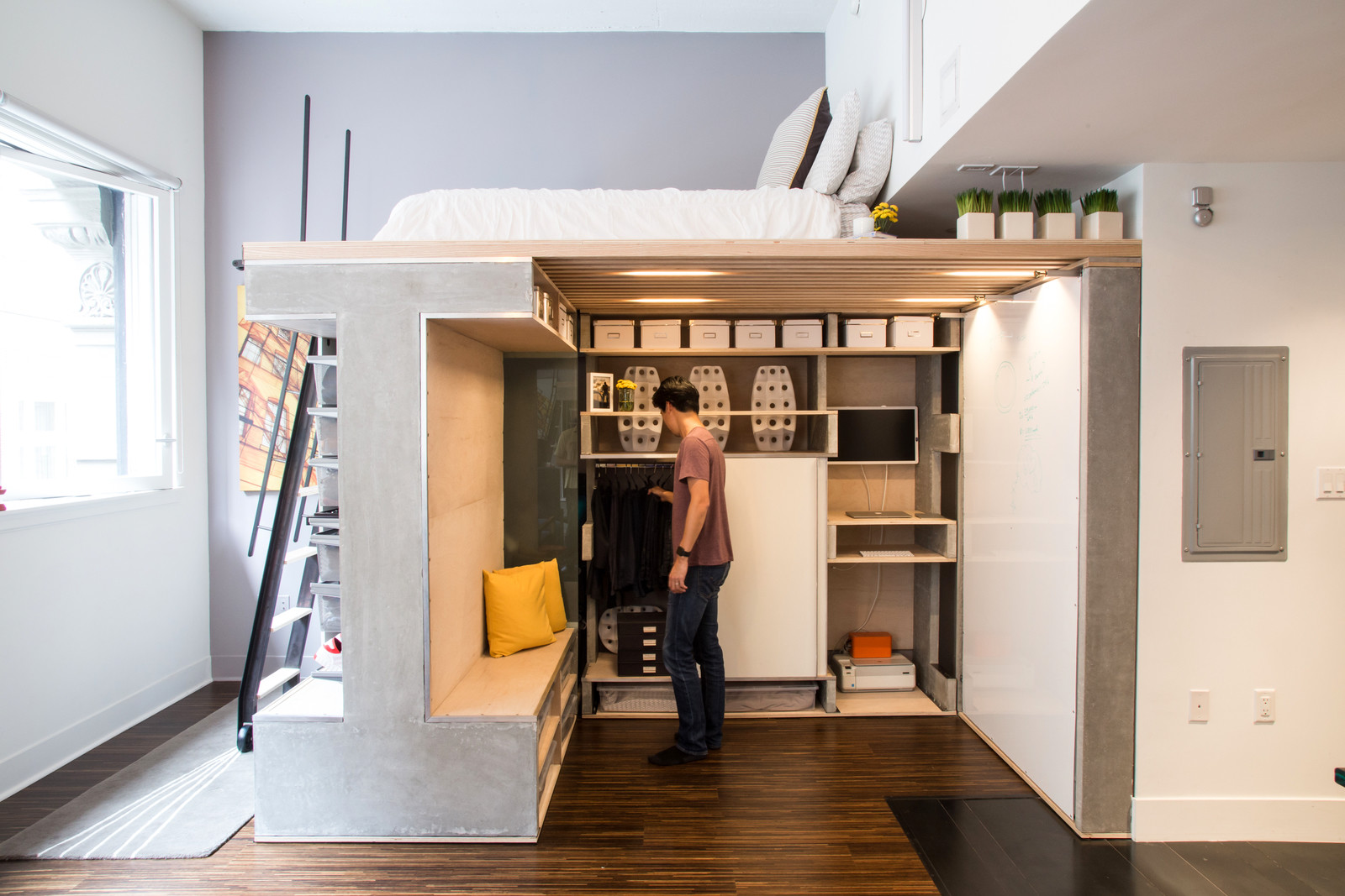 Multi-Functional Loft Unit With A Hidden Closet