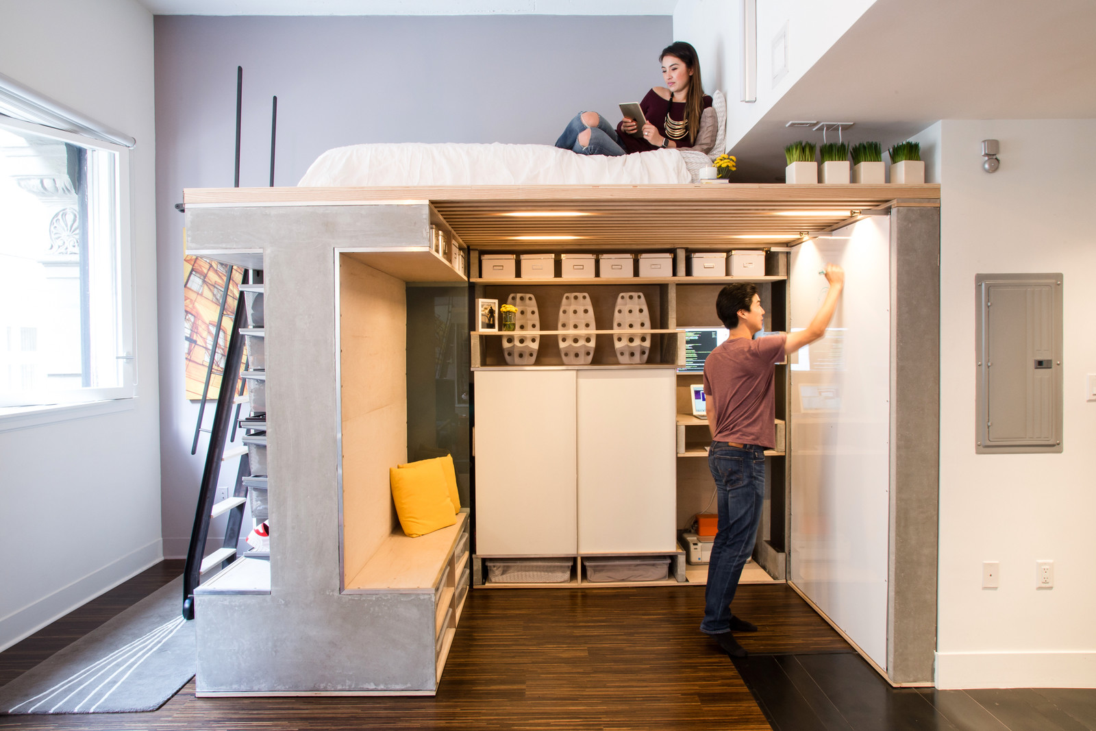 Multi-Functional Loft Unit With A White Board