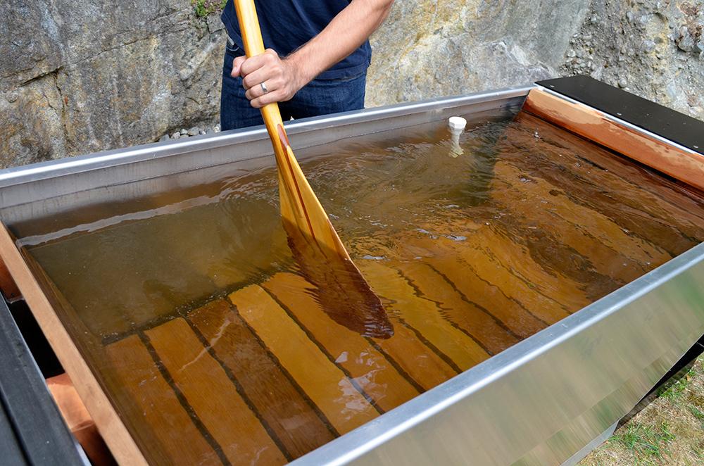 Red Cedar Slats Used For Seating In A Hot Tub