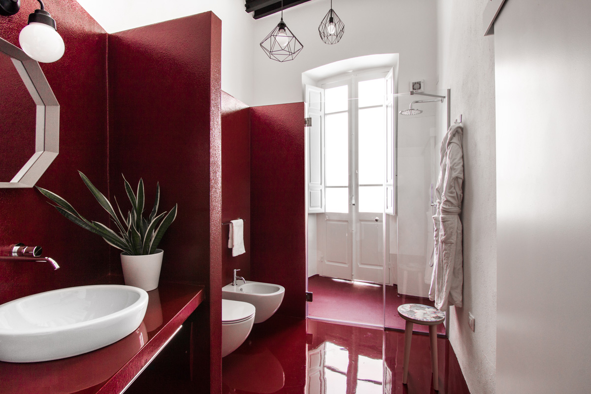 White And Red Bathroom