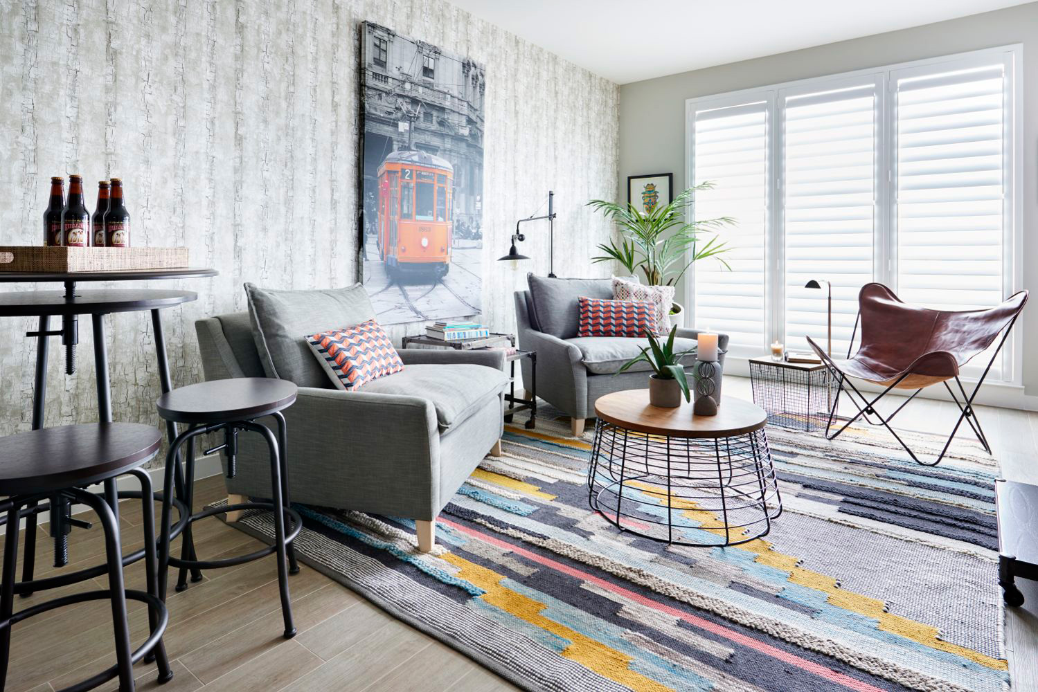 Modern Living Room With Colorful Rug