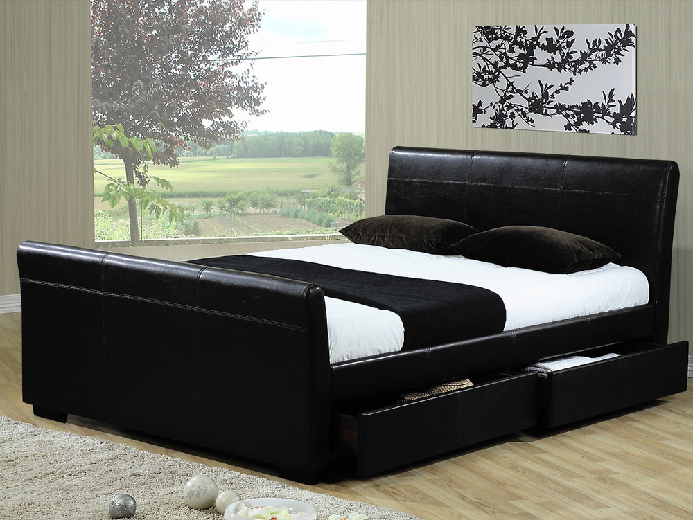 Faux Leather Bed With Storage