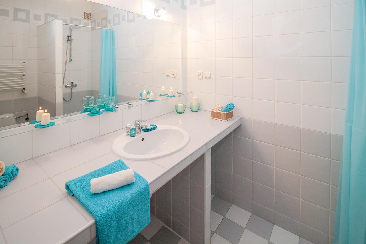 White And Blue Bathroom