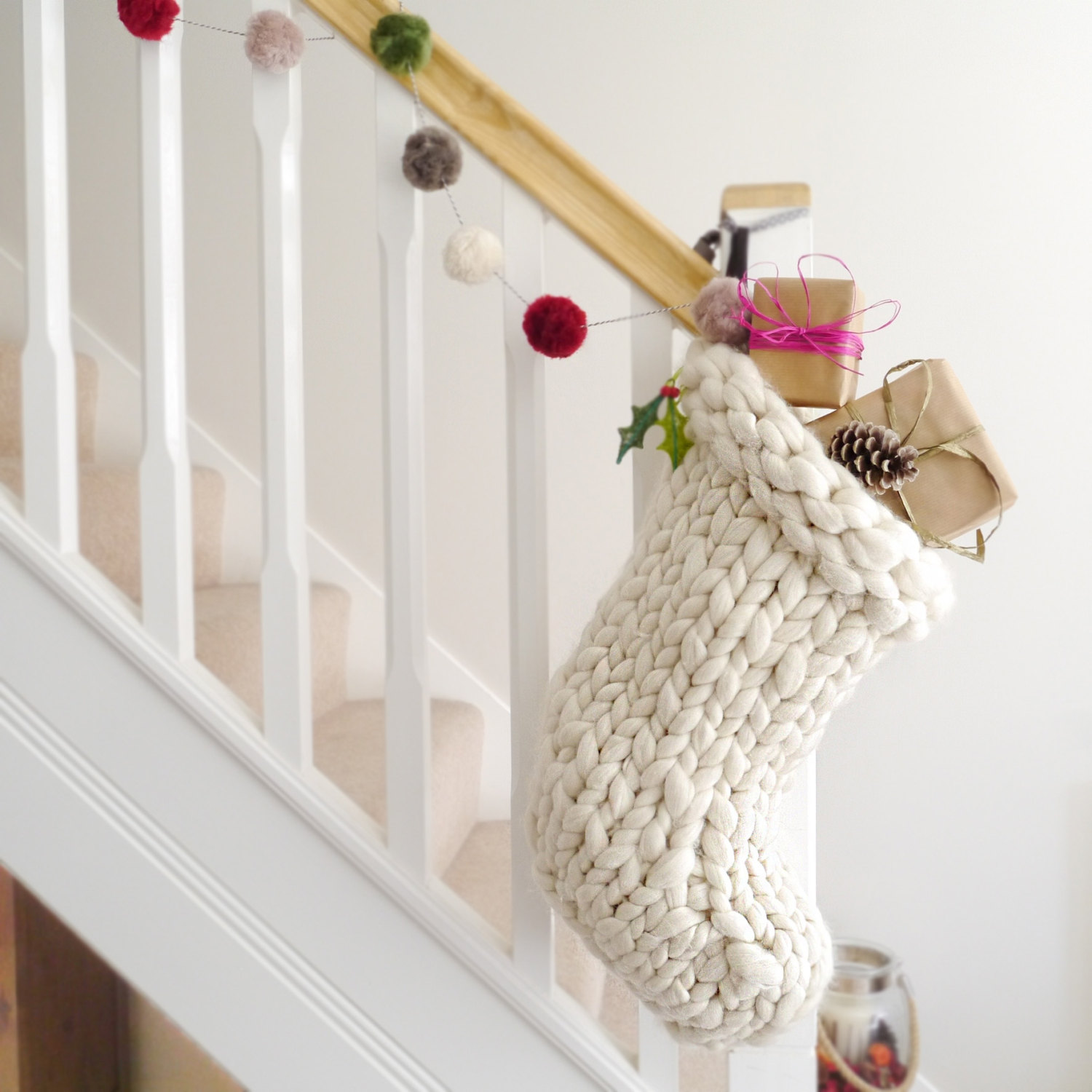 Chunky Knit White Christmas Stocking