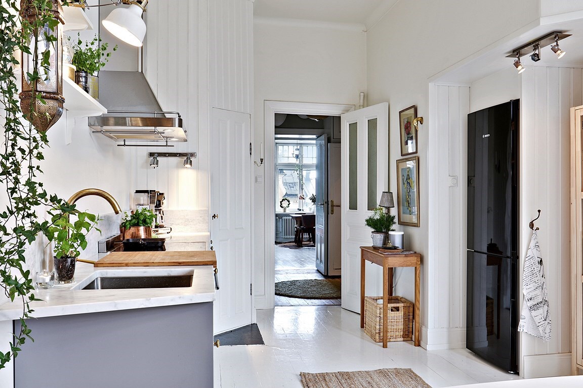 Eclectic Scandinavian Apartment-Kitchen Area-Corridor