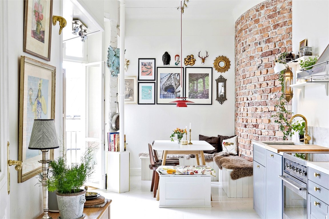 Eclectic Scandinavian Apartment-View From The Kitchen Toward The Breakfast Corner